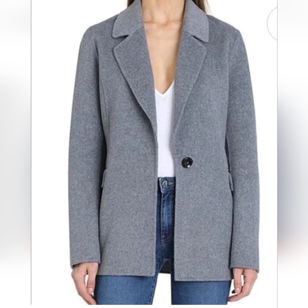Bagley Mischka Double Face Blazer Jacket XL Gray Wool Blend Car Coat Preppy Nwt